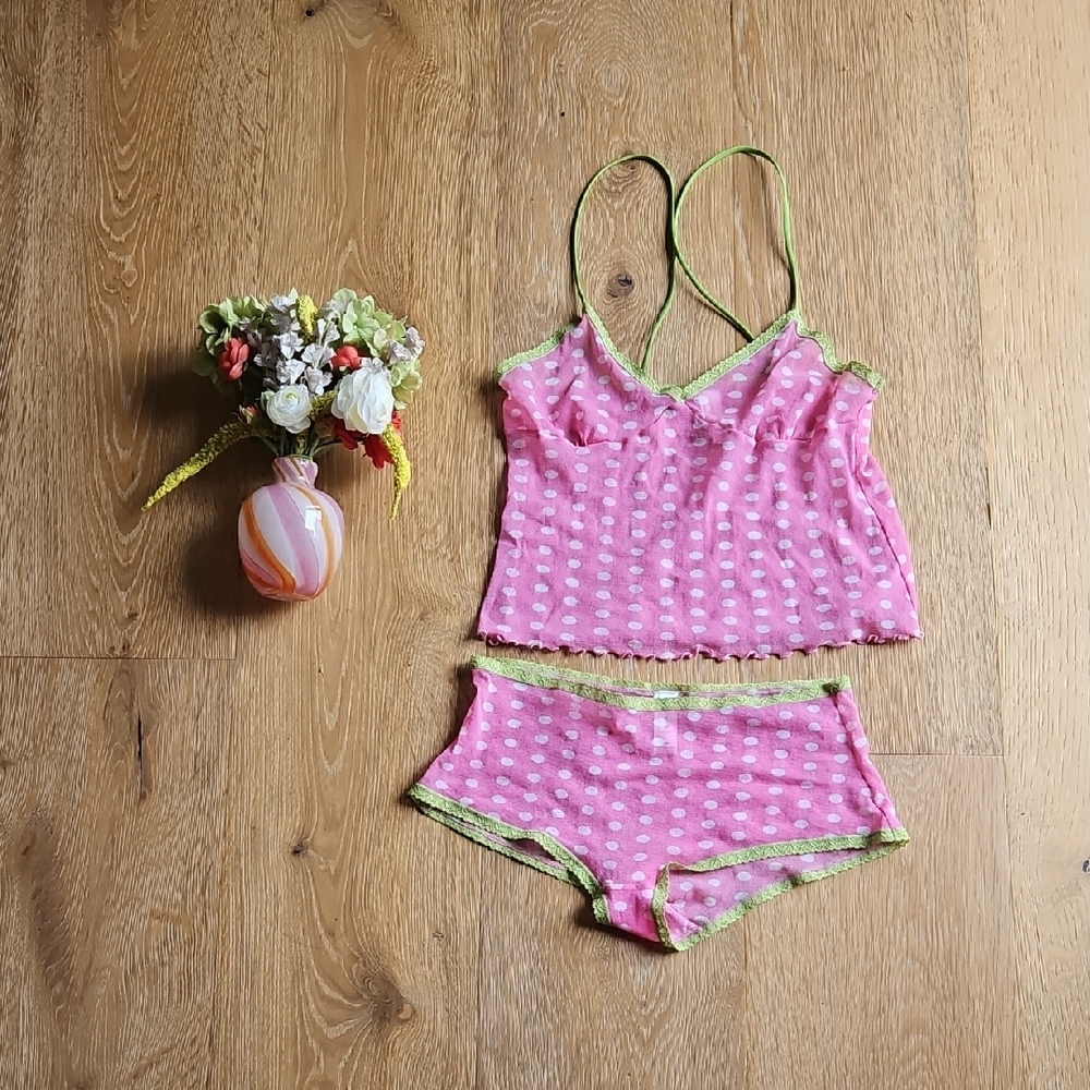 GAP Body Y2K Sheer Polka Dot Tank and Boy Short